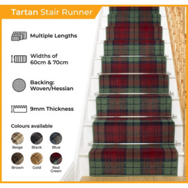 Brown Tartan Stair Carpet Runner - thumbnail 2