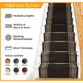 Beige Tribal Stair Carpet Runner - thumbnail 2