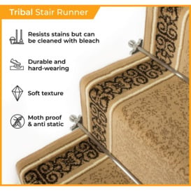 Beige Tribal Stair Carpet Runner - thumbnail 3