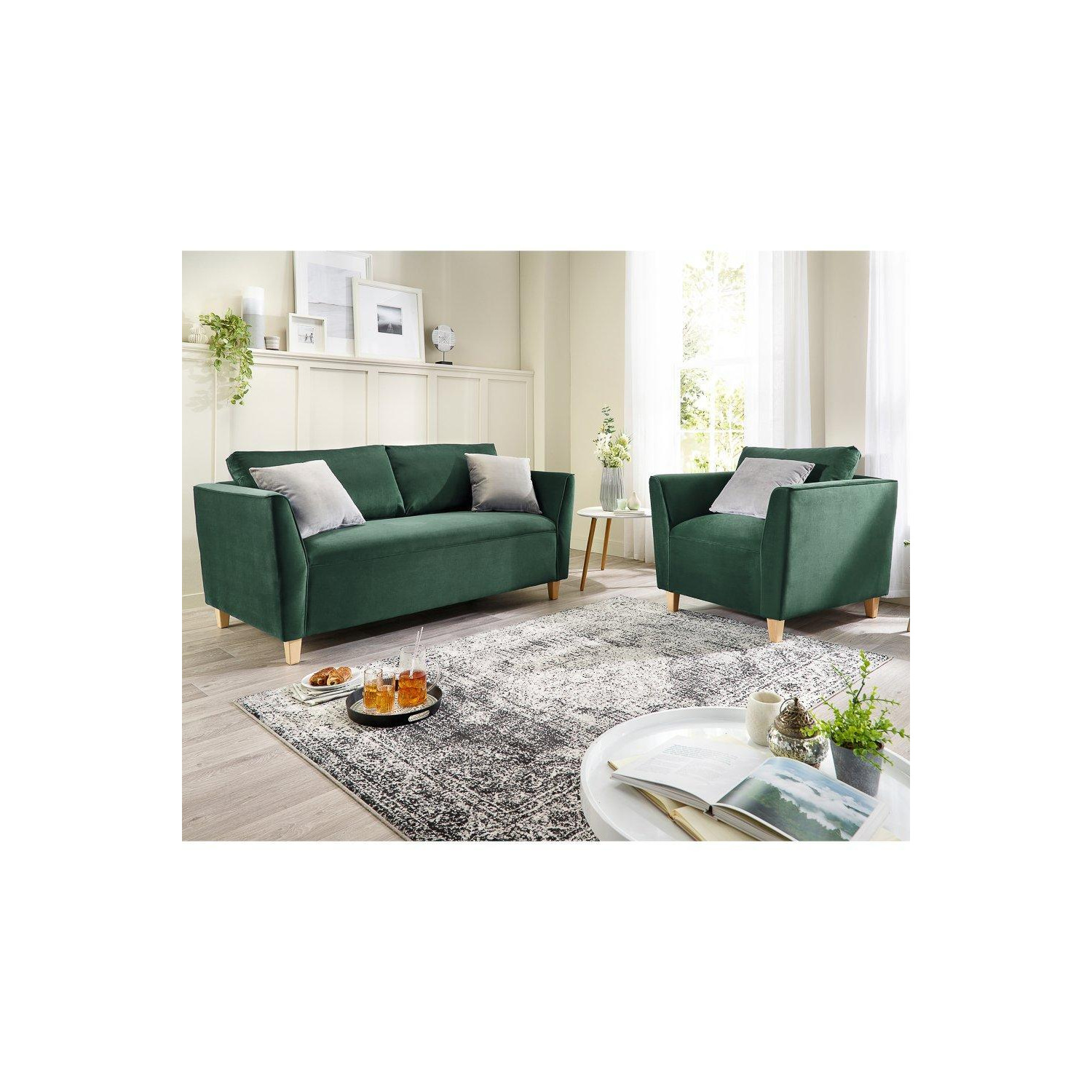 Ellie 3 Seater & Armchair Set in Brushed Velvet - image 1