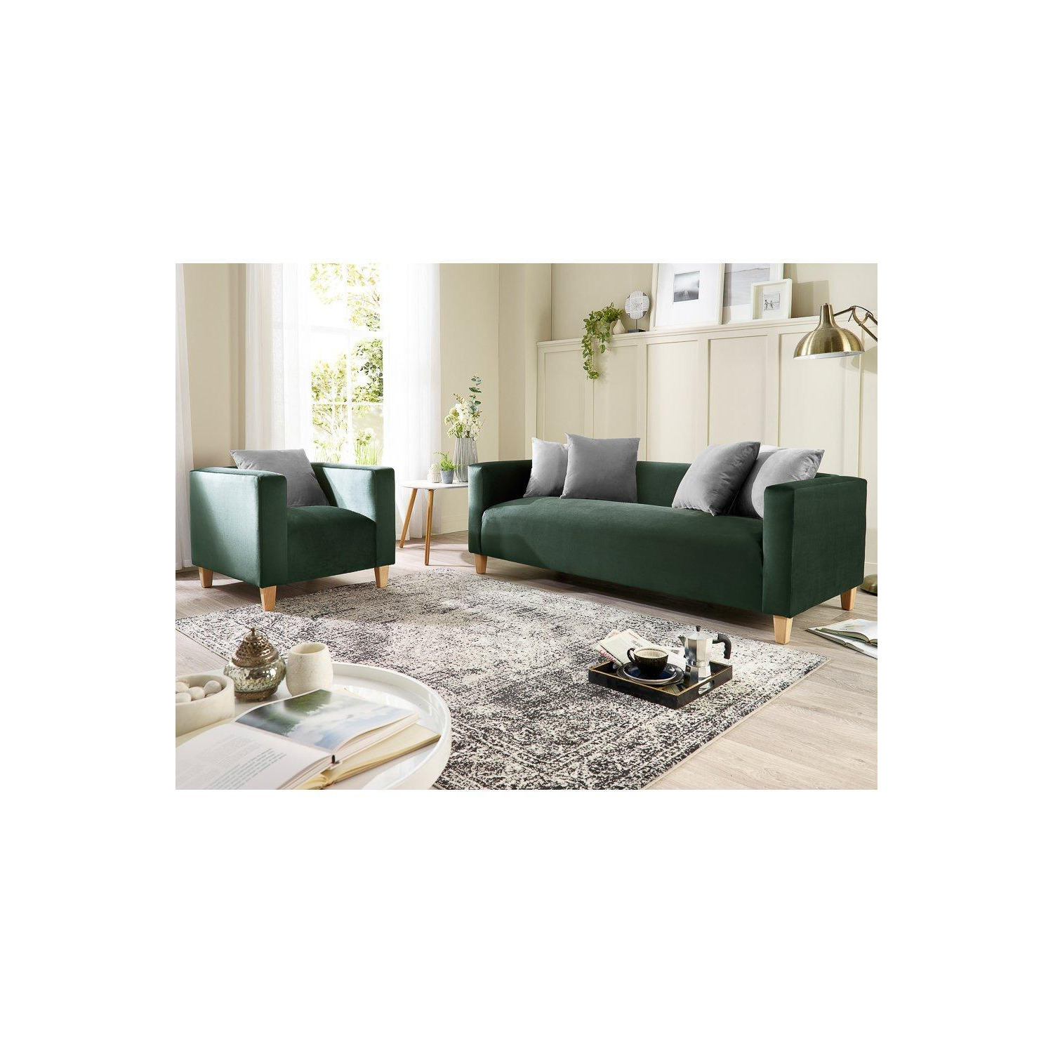 Bonnie 3 Seater & Armchair Set in Brushed Velvet - image 1