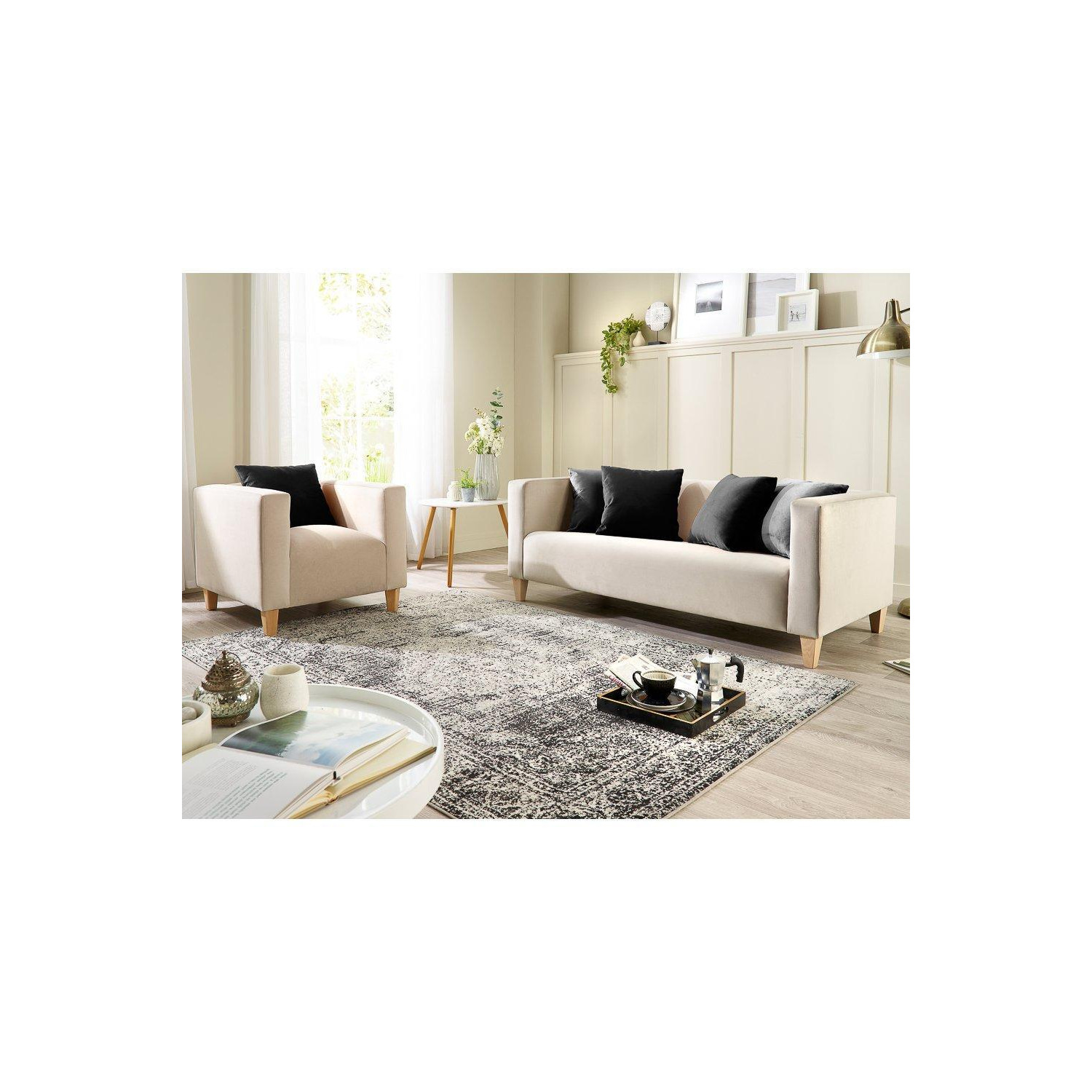 Bonnie 3 Seater & Armchair Set in Brushed Velvet - image 1