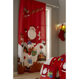 'Santa's Christmas Presents' Slot Top Curtain Panel