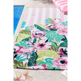 'Tropical  Flamingo Stripe' Beach Towel - thumbnail 1