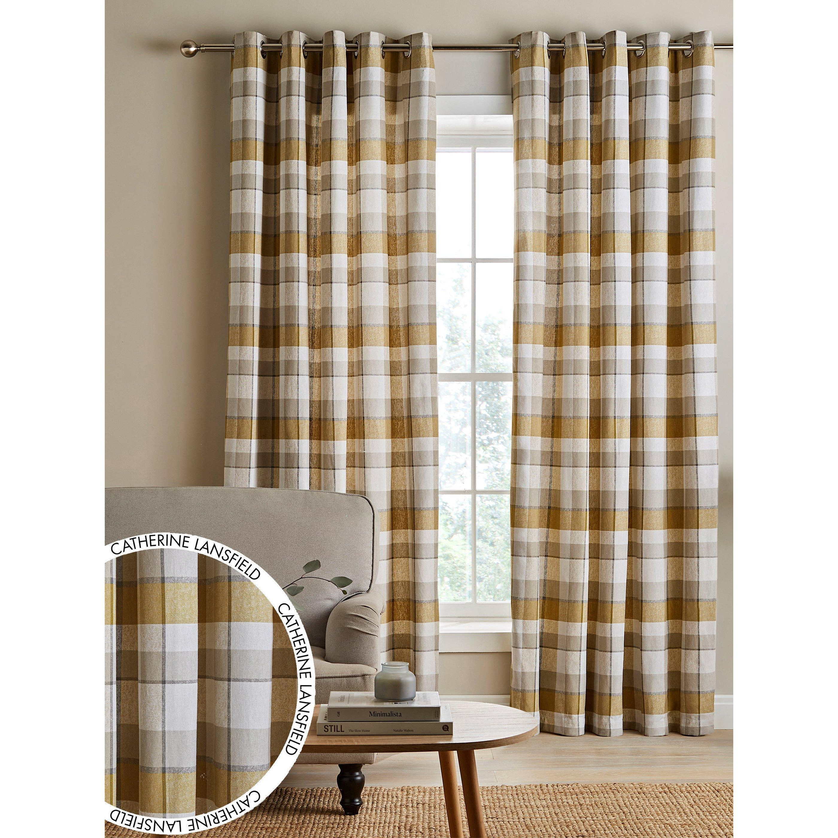 'Brushed Cotton Thermal Check ' Curtains Two Panels - image 1