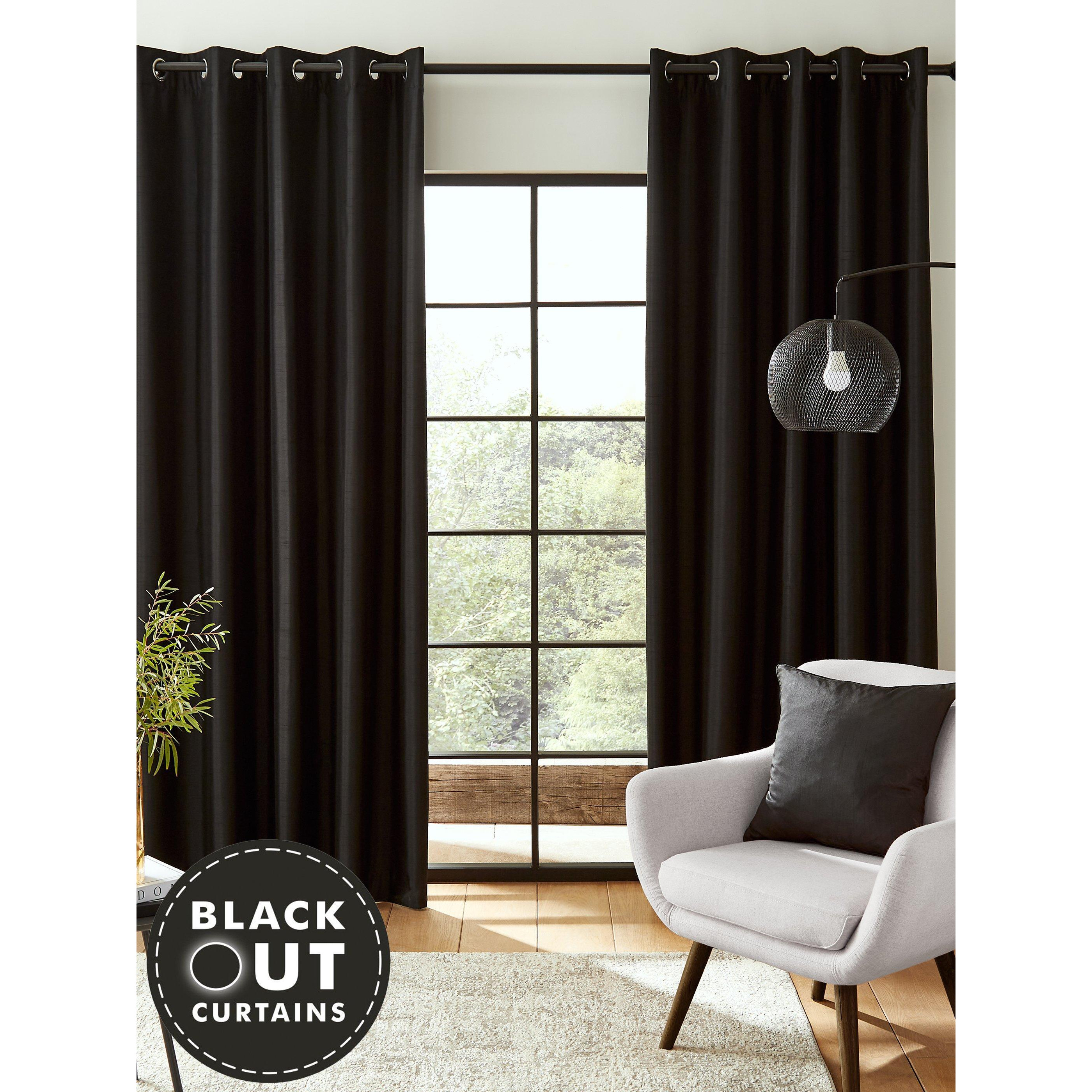 'Faux Silk Blackout' Curtains Two Panels - image 1