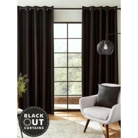 'Faux Silk Blackout' Curtains Two Panels - thumbnail 1