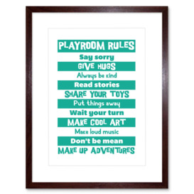 Wall Art Print Kids Playroom Rules Fun Framed - thumbnail 1