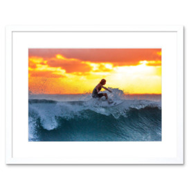 Wall Art Print Sunset Surfer Waves Framed - thumbnail 1