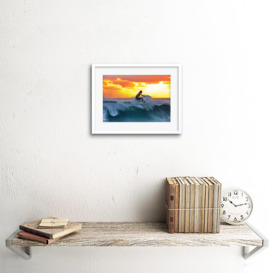 Wall Art Print Sunset Surfer Waves Framed - thumbnail 2