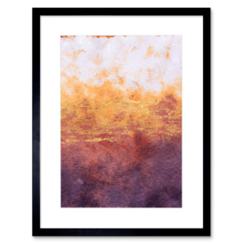 Abstract Purple Yellow Gold Watercolour Art Print Framed Poster Wall Decor 9x7 inch - thumbnail 1