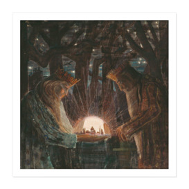 Wall Art Print Ciurlionis Fairy Tale Of Kings Symbolist Painting Square Framed Picture 16X16 Inch