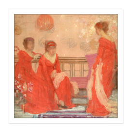 Wall Art Print Whistler Harmony Flesh Colour Red Painting Square Framed Picture 16X16 Inch