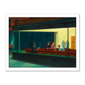 Edward Hopper Nighthawks Iconic Painting Artwork Framed Wall Art Print 18X24 Inch