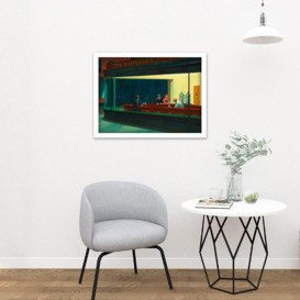 Hopper Nighthawks Iconic Painting Large Framed Wall Décor Art Print - thumbnail 2