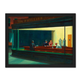 Hopper Nighthawks Iconic Painting Large Framed Wall Décor Art Print - thumbnail 1