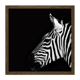 Zebra Head Animal Black White Photo Square Framed Wall Art Print Picture 16X16 Inch - thumbnail 1