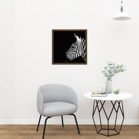 Zebra Head Animal Black White Photo Square Framed Wall Art Print Picture 16X16 Inch - thumbnail 2