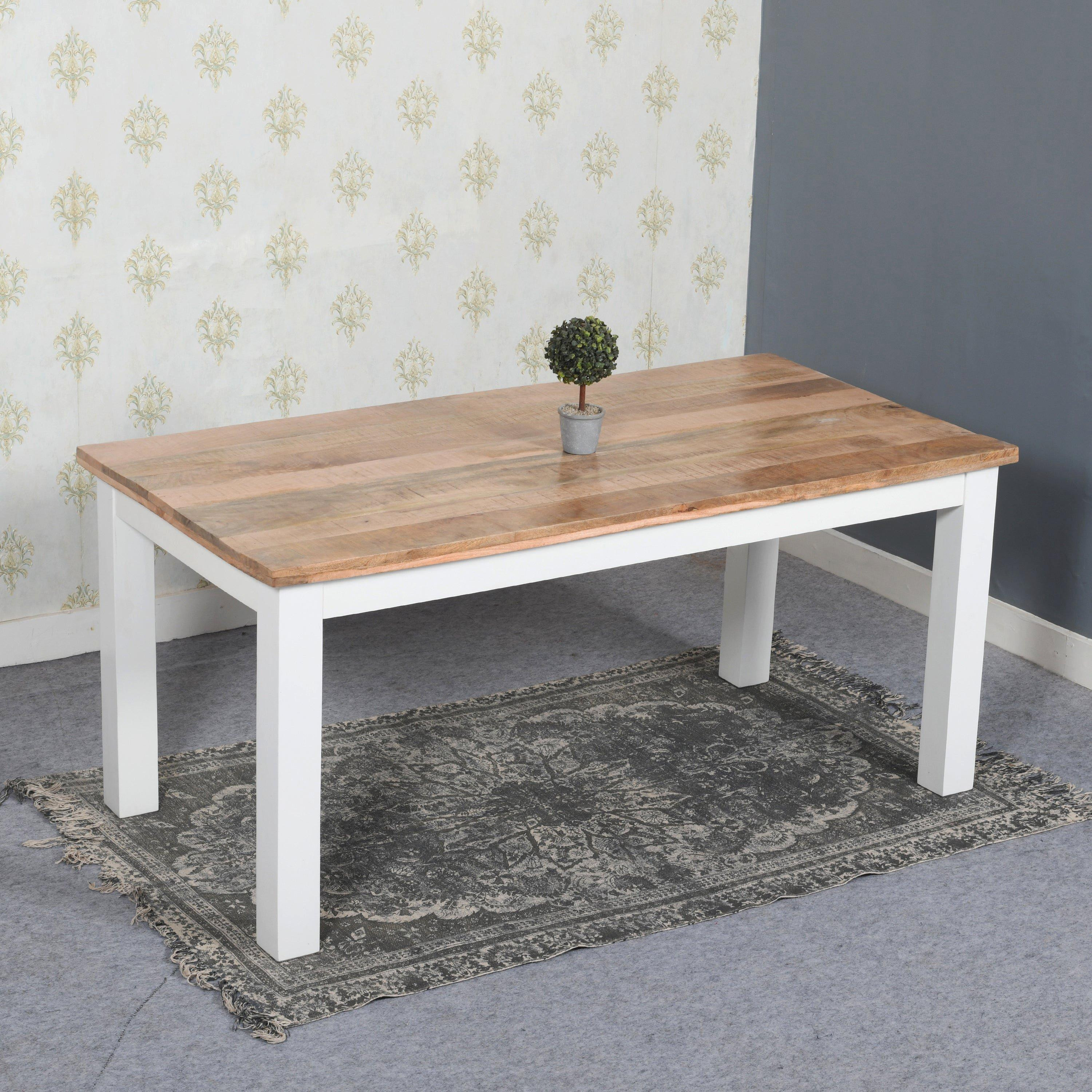 Curley Solid Mango Wood White Dining Table 170Cm - image 1