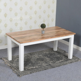 Curley Solid Mango Wood White Dining Table 170Cm - thumbnail 1