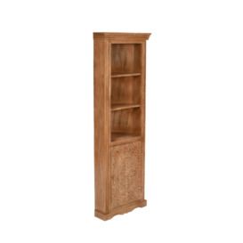 Darvell Mango Wood Corner Bookcase 3 Shelving & 2 Door - thumbnail 3