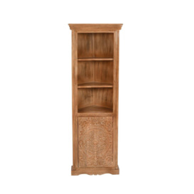Darvell Mango Wood Corner Bookcase 3 Shelving & 2 Door - thumbnail 2