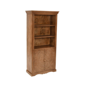 Darvell Mango Wood Large Corner Bookcase 3 Shelving & 1 Door - thumbnail 3