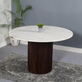 Tilden Mango Wood Dining Table Round With Marble Top