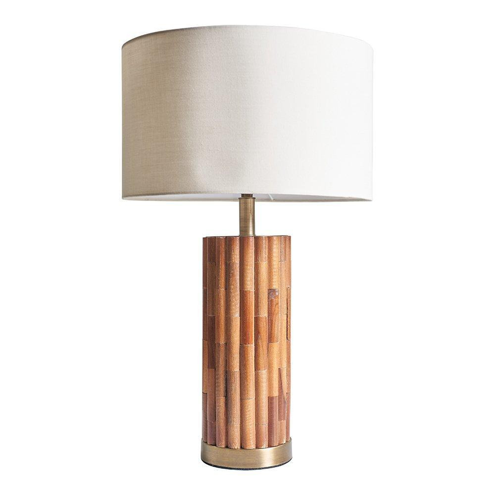 Lina Natural Bamboo Table Lamp Medium Natural Fabric Drum Shade - image 1