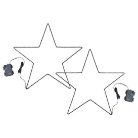 Pack of 2 IP44 Black Outdoor Battery Operated Warm White Star Lights - thumbnail 1