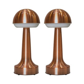 Pair of Troy Copper LED Touch Table Lamp - thumbnail 1