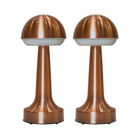 Pair of Troy Copper LED Touch Table Lamp