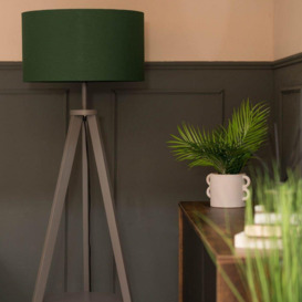 Morrigan Grey Tripod Wooden Floor Lamp With Dark Green Shade - thumbnail 2