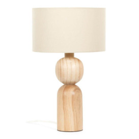 Azalea Oak Base Table Lamp With Natural Drum Shade - thumbnail 1