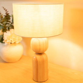 Azalea Oak Base Table Lamp With Natural Drum Shade - thumbnail 3