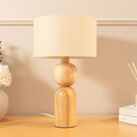 Azalea Oak Base Table Lamp With Natural Drum Shade - thumbnail 2