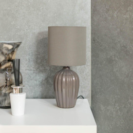 Pair Of Carbone Grey Fluted Table Lamps - thumbnail 2