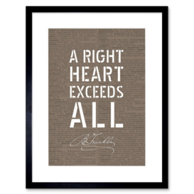 Dictionary Page Quote Benjamin Franklin Right Heart Artwork Framed Wall Art Print 9X7 Inch - thumbnail 1