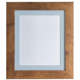 Metro Vintage Wood Frame with Blue Mount for Image Size A4
