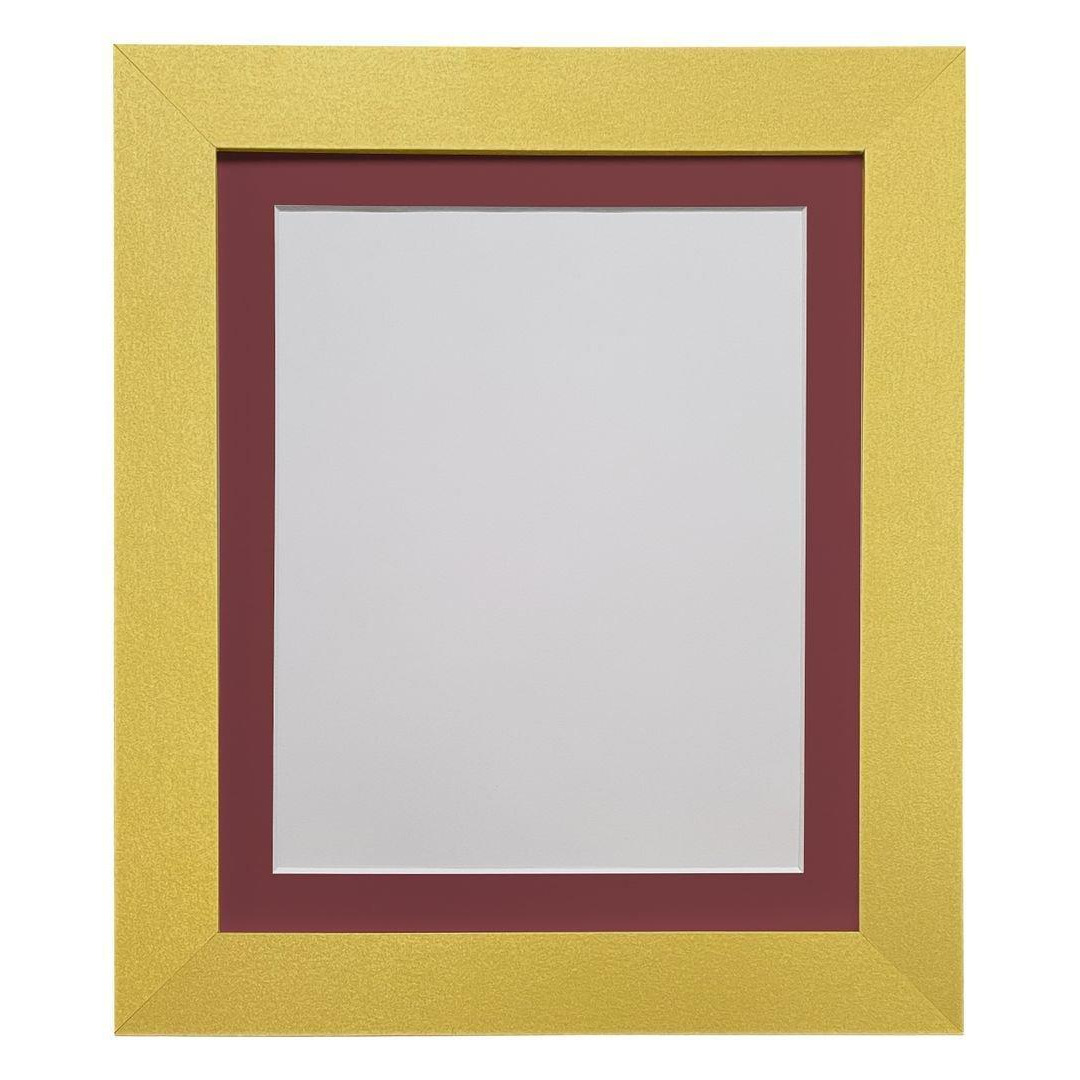 Metro Gold Frame with Red Mount for Image Size A2 - image 1