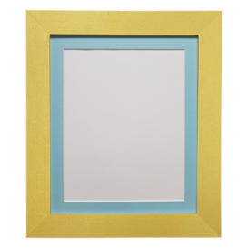 Metro Gold Frame with Blue Mount for Image Size A5
