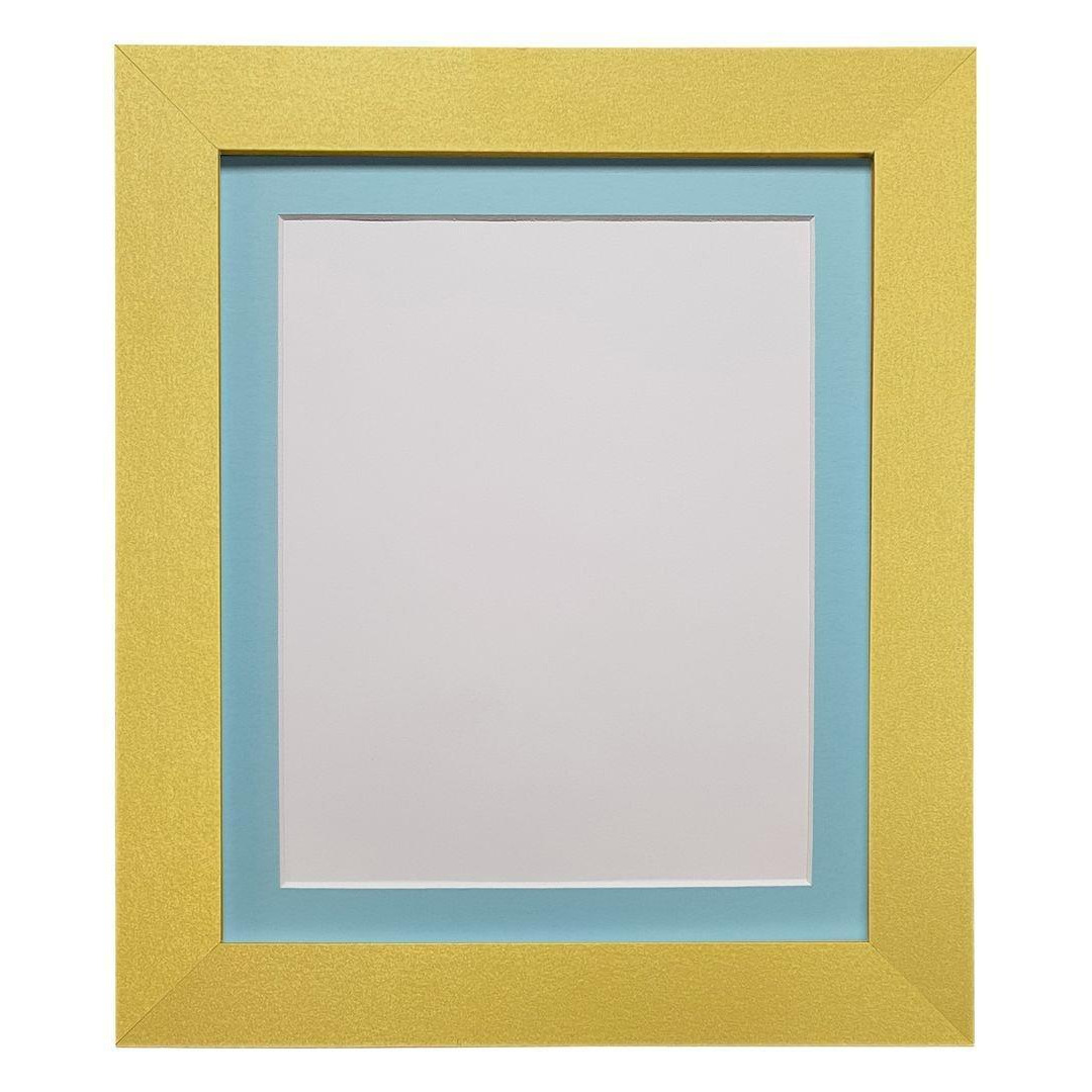 Metro Gold Frame with Blue Mount 30 x 40CM Image Size 12 x 8 Inch - image 1