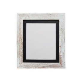 Metro Distressed White Frame with Black Mount for Image Size 10 x 8 Inch