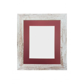 Metro Distressed White Frame with Red Mount for Image Size 8 x 6 Inch