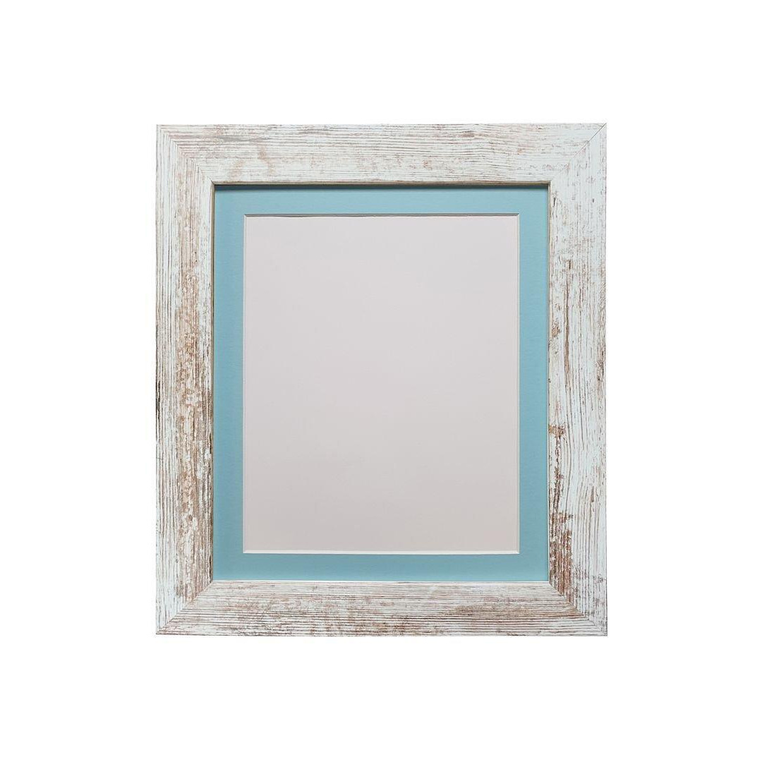 Metro Distressed White Frame with Blue Mount for Image Size 9 x 7 Inch - image 1