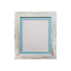 Metro Distressed White Frame with Blue Mount for Image Size 9 x 7 Inch