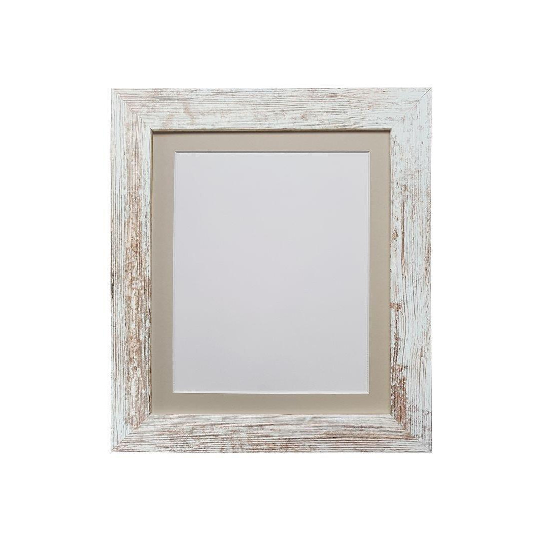 Metro Distressed White Frame with Light Grey Mount for Image Size 12 x 8 Inch - image 1
