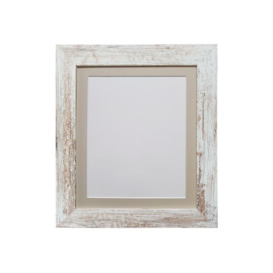 Metro Distressed White Frame with Light Grey Mount for Image Size 12 x 8 Inch - thumbnail 1