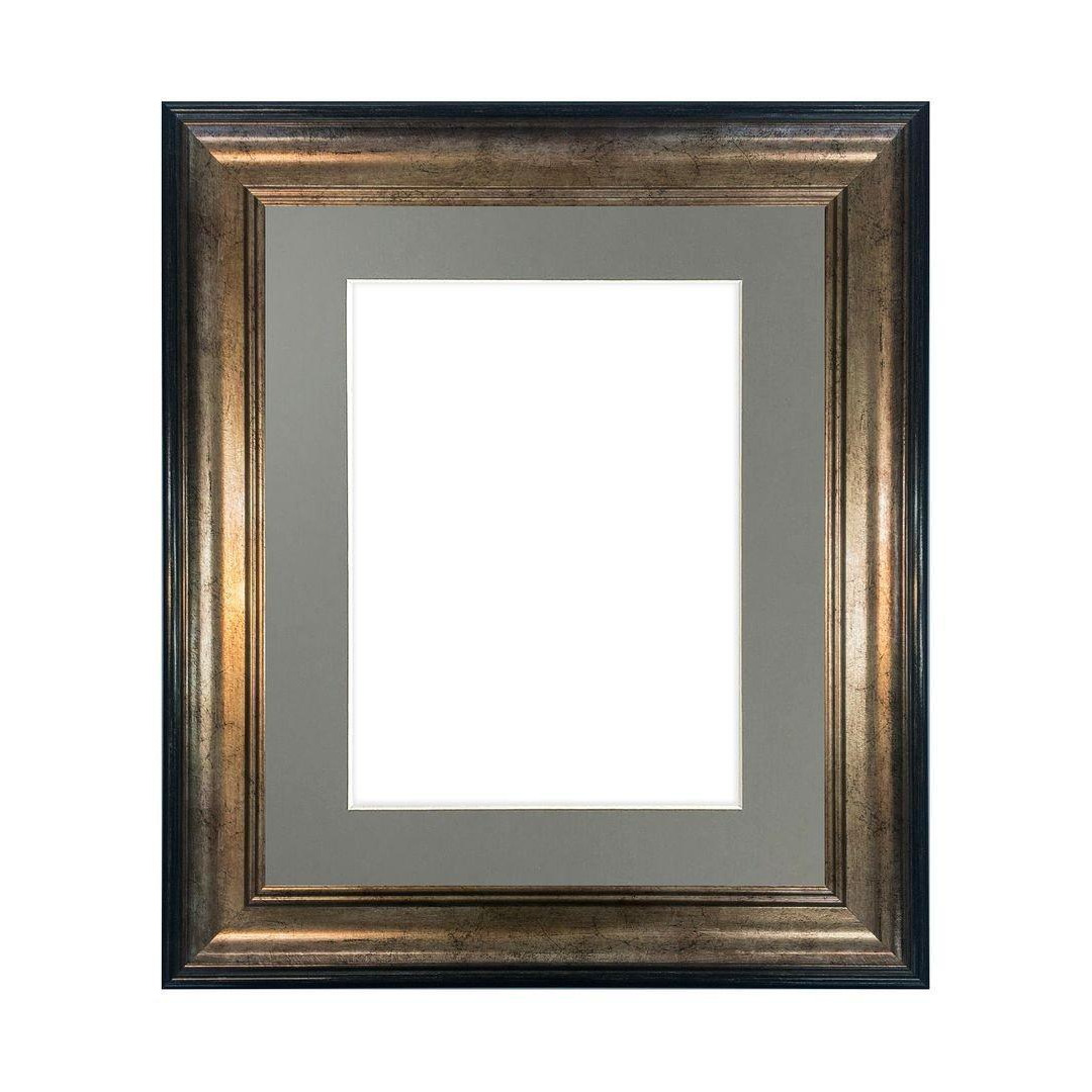 Scandi Black & Gold Frame with Dark Grey Mount for Image Size 15 x 10 Inch - image 1
