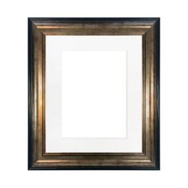Scandi Black & Gold Frame with White Mount for Image Size 12 x 10 Inch